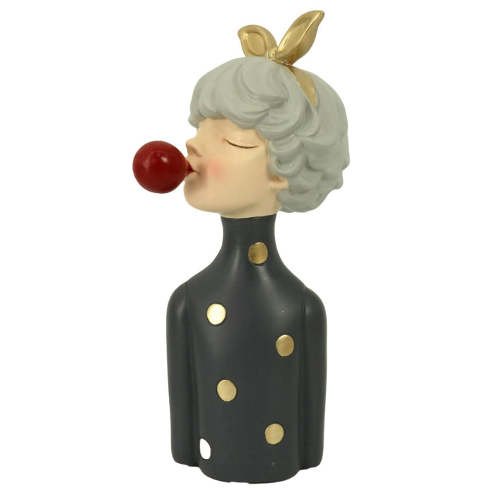 Donna in resina a pois grigio cm15x14h32