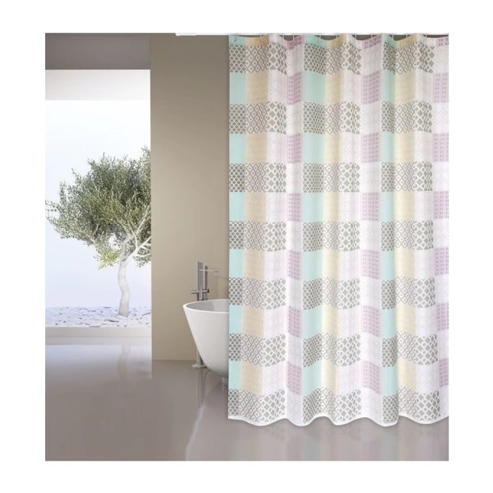 MSV Rideau de douche Polyester CERAMIQUE 180x200cm QUALITE PREMIUM Rose