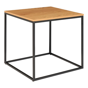 Tavolino d'appoggio Vita effetto rovere con struttura in acciaio nero, 45×45×45 cm