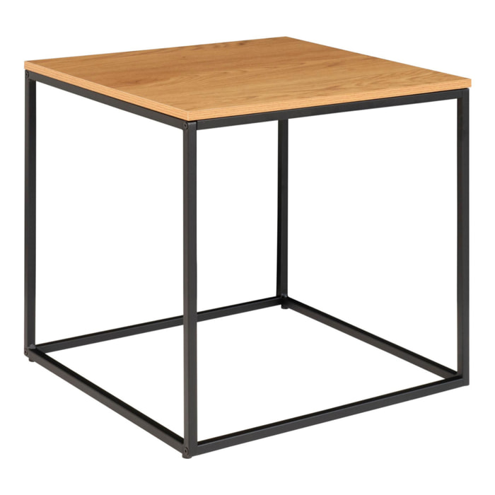 Tavolino d'appoggio Vita effetto rovere con struttura in acciaio nero, 45×45×45 cm