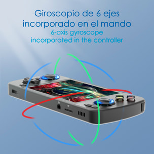 DAM Consola emulador multiplataforma RG405M. Pantalla táctil 4" IPS; Android 12, Octa-Core 2,0GHz, WiFi, 128GB. +3000 juegos. 16,3x7,6x1,6 Cm. Color: Negro