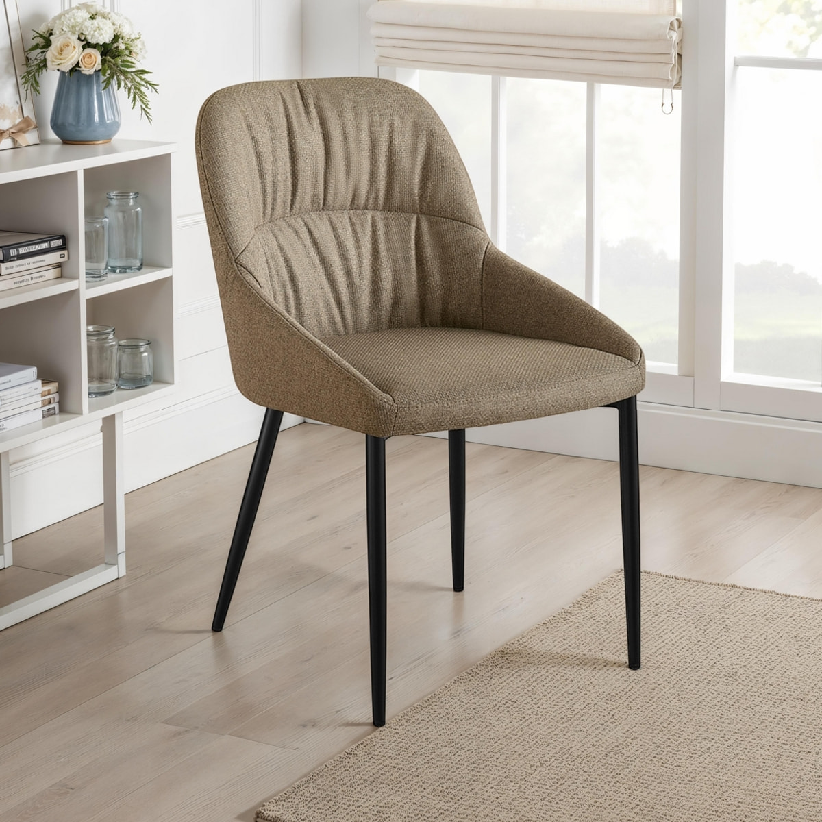Lot de 4 chaises de salle à manger Tomasucci ALICE, en tissu, marron, 54 × 50 × 85 cm