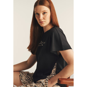 T-shirt maniche a kimono con stampa fantasia sui fianchi