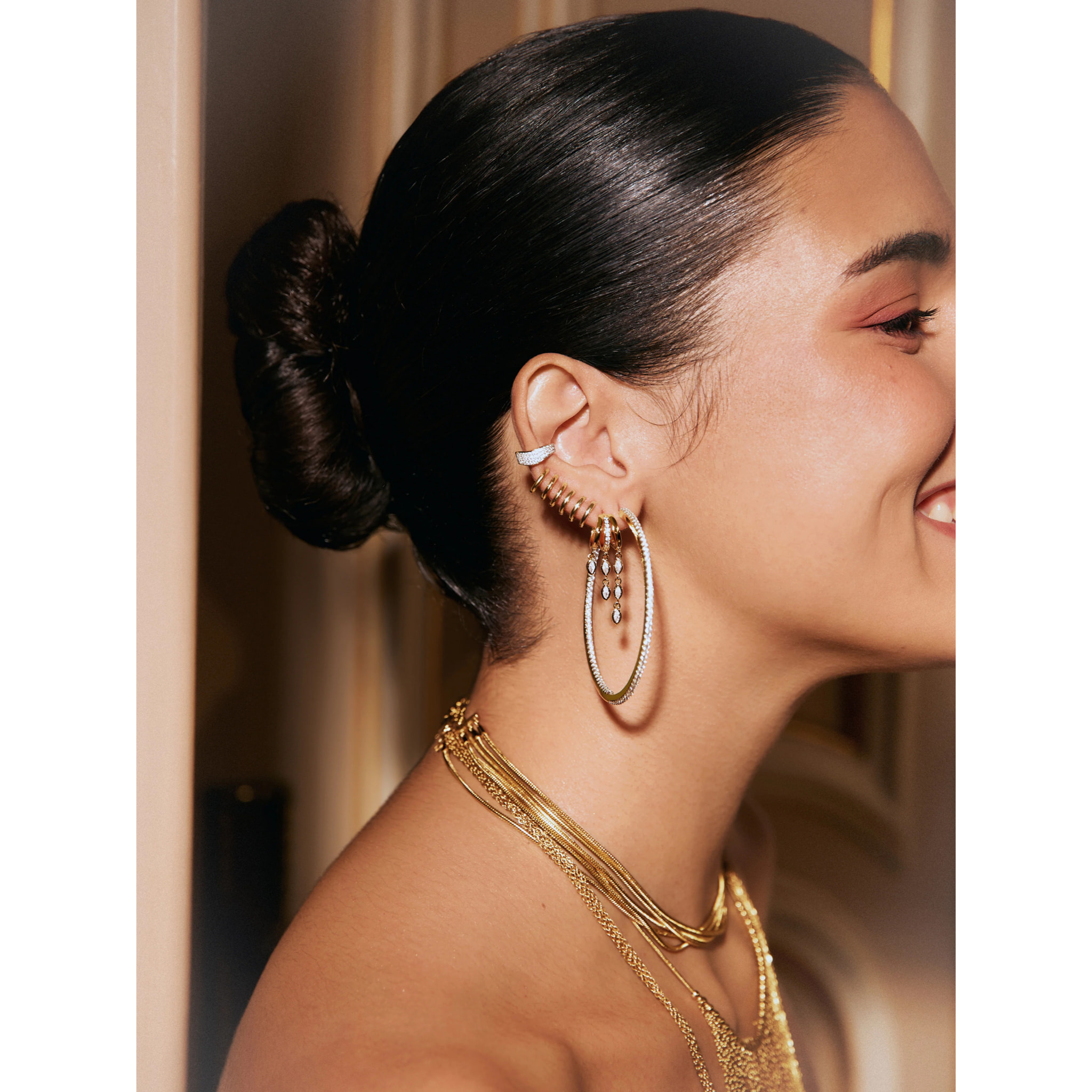 Pendiente Suelto Triple Drip Baño Oro