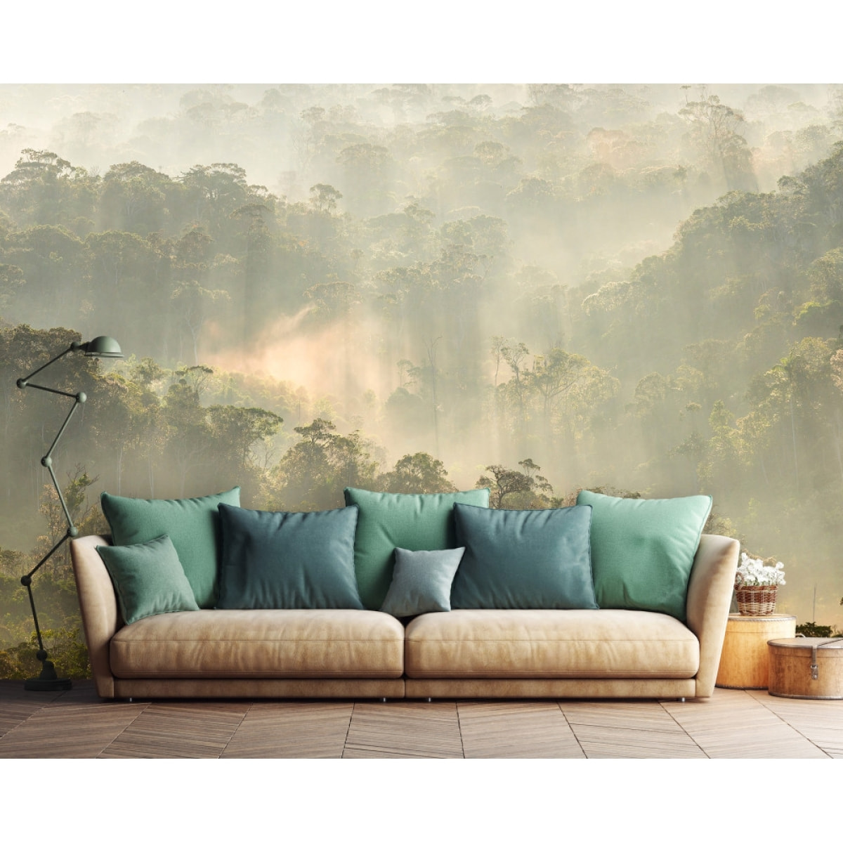 Papier peint panoramique Misty Forest - Un décor mural de 8 lés (384x270cm), créé et fabriqué en France