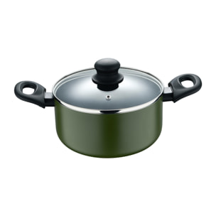 Cacerola con tapa en aluminio prensado, antiadherente, ideal para cocina diaria