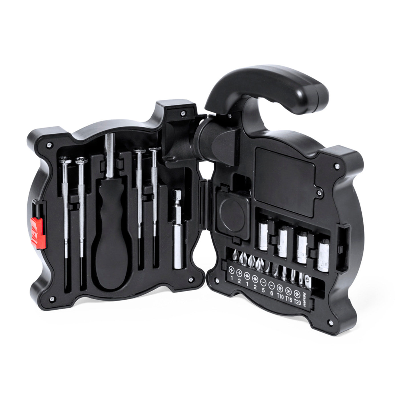 Set di attrezzi Hancuk. Valigetta in ABS con torcia a 4 LED incorporata, 21 accessori e manico ergonomico.