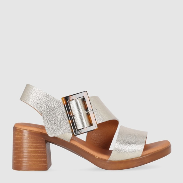 Sandalias de Piel - Oro - Tacón: 6 cm