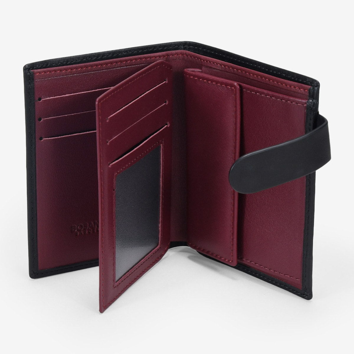 Cartera piel negra con portamonedas
