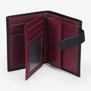 Cartera piel negra con portamonedas
