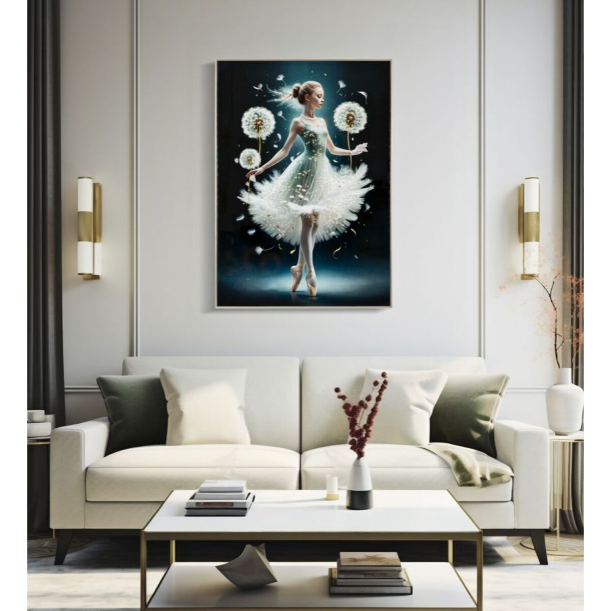 DIPINTO SU TELA LACCATO DANCING C/CORNICE -A- CM 72X4X102