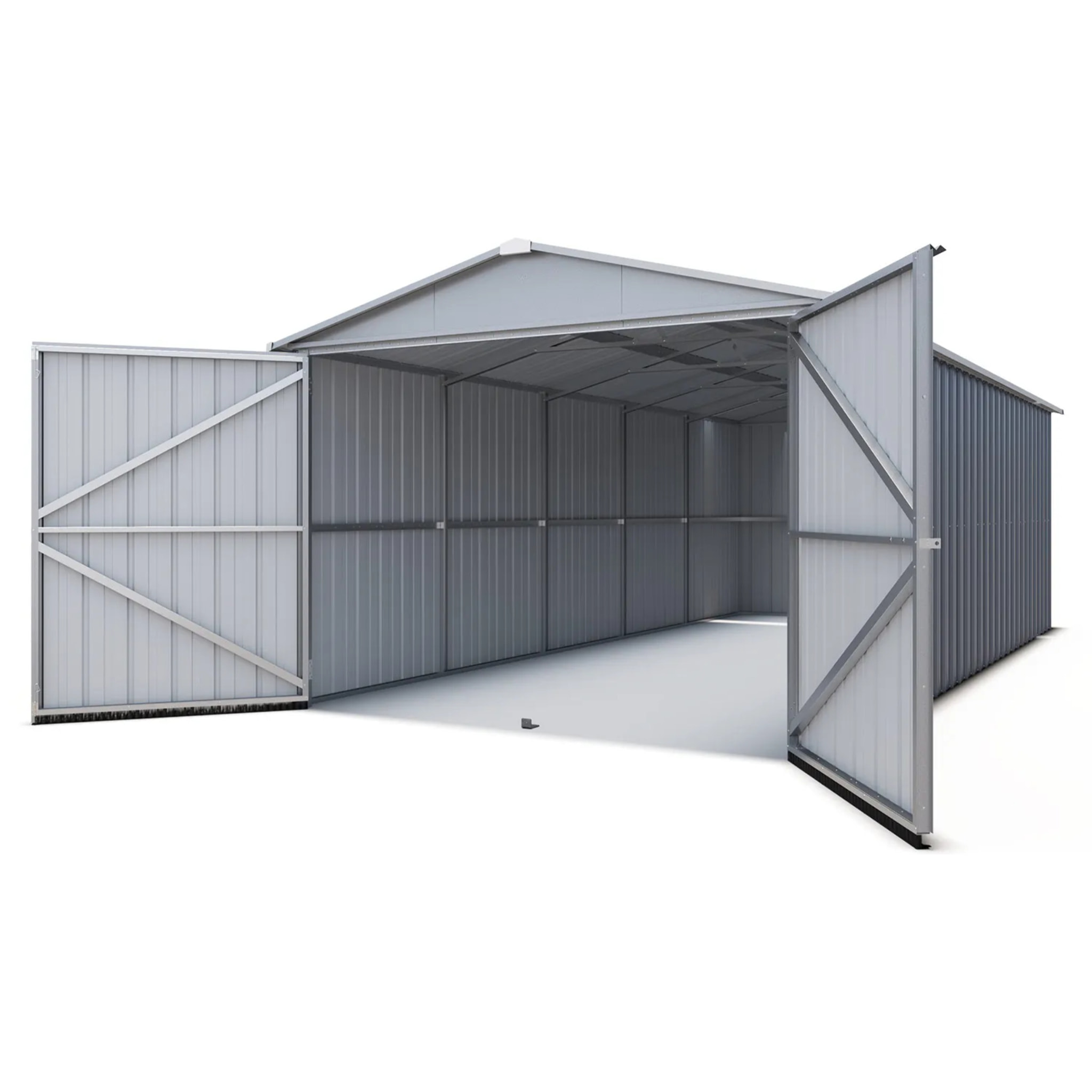 Garage métal gris Yardmaster 17,36 m² + kit d'ancrage