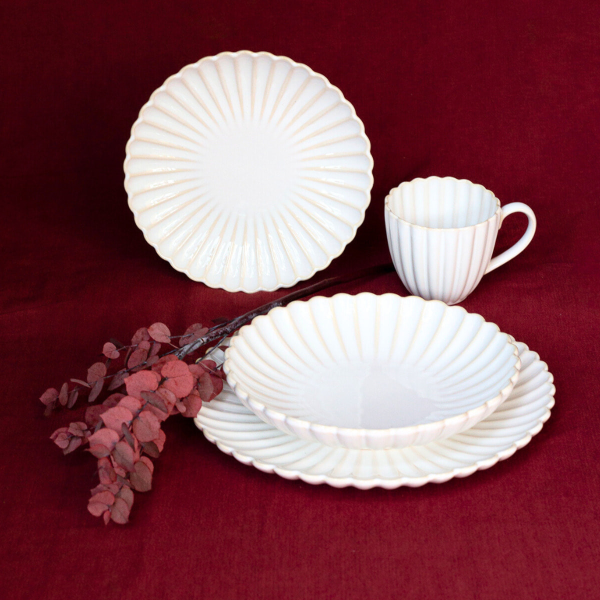 Lot de 6 grandes assiettes, Coquillage