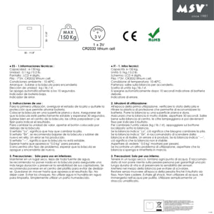 Pèse Personne en Verre Noir 30x30cm MSV