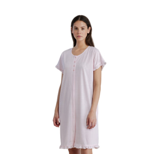 Camicia da notte donna in cotone con manica corta articolo vichy Noidinotte
