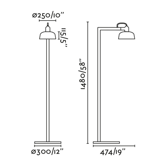TATAWIN Lampada metallo da terra bianca