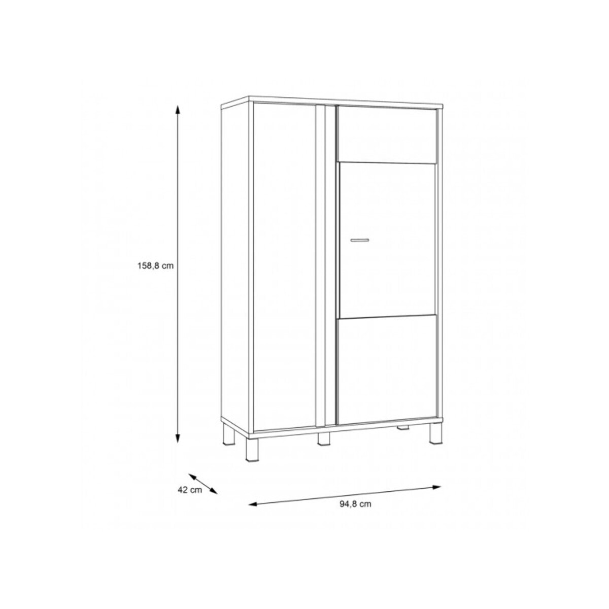 Vitrine H.158 cm en bois effet chêne et noir - YAL