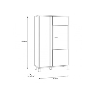 Vitrine H.158 cm en bois effet chêne et noir - YAL