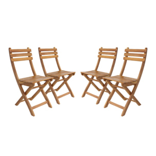 Lot de 4 chaises de jardin CALENA pliables acacia naturel. 40 x 52 x 85 cm