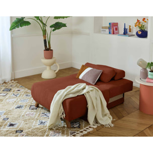 Cristal - fauteuil - convertible avec coffre - en velours texturé - Terracotta