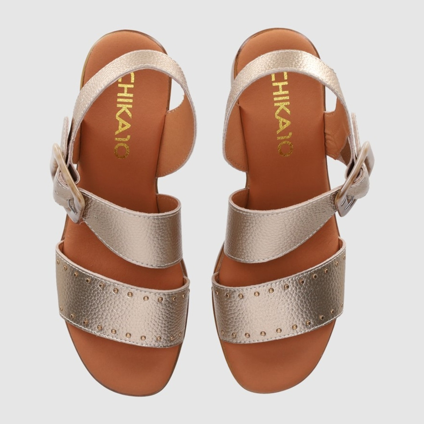Sandalias de Piel - Platino - Tacón: 5 cm