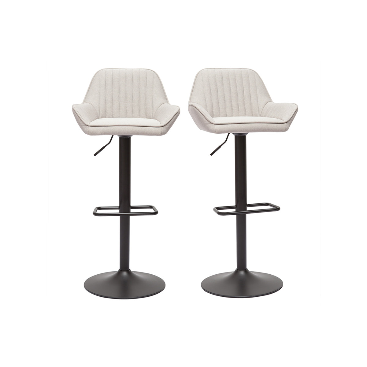 Tabourets de bar réglables en tissu beige et métal noir (lot de 2) RONNIE