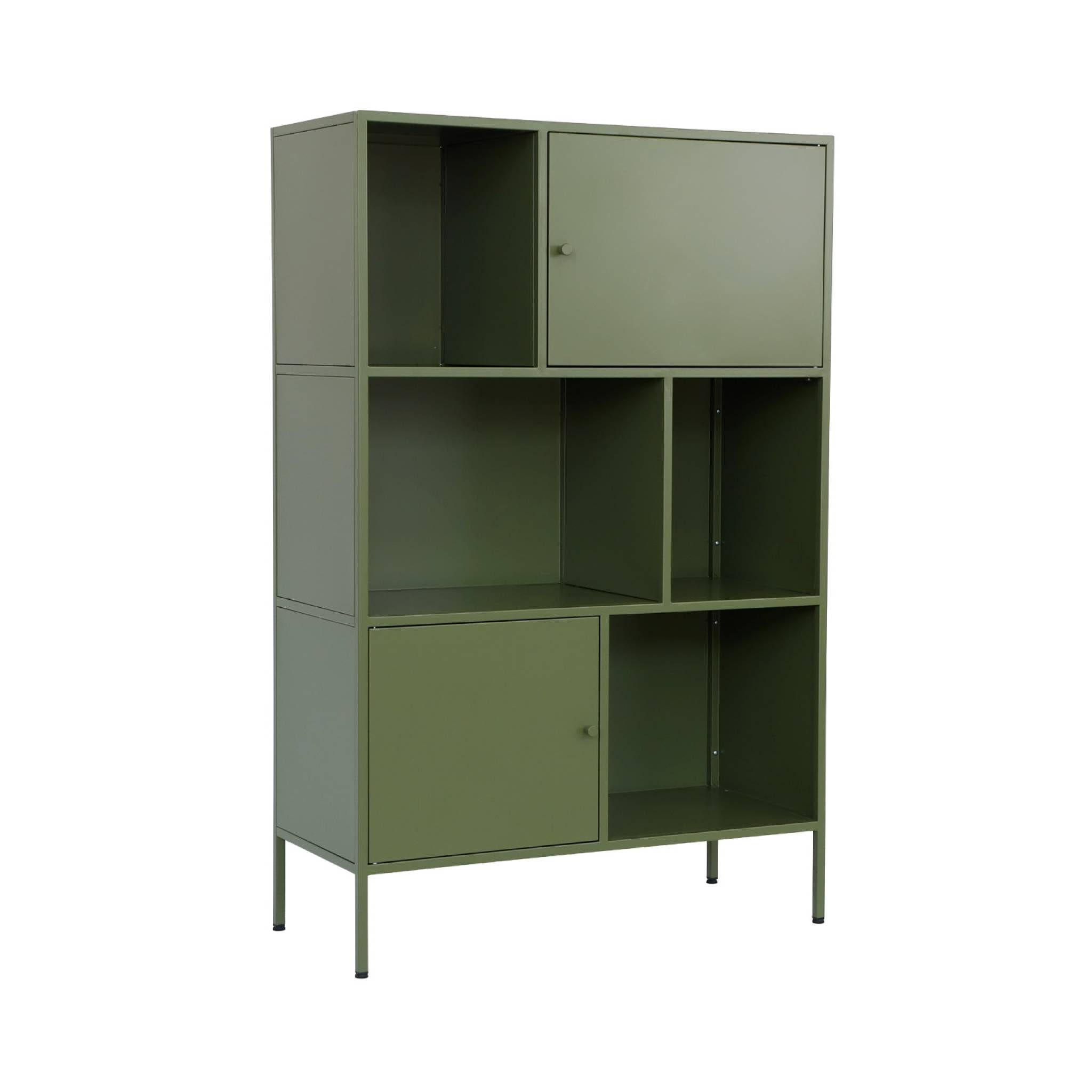 Buffet. meuble de rangement industriel métal vert 6 compartiments. L 80 x P 35 x H 125cm - Oklahoma