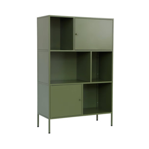 Buffet. meuble de rangement industriel métal vert 6 compartiments. L 80 x P 35 x H 125cm - Oklahoma