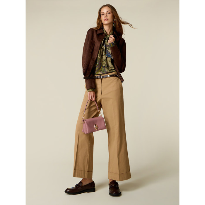 Oltre - Pantalones cropped de mezcla de lyocell - Beige