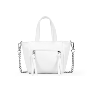 Bolso pequeño blanco con cremalleras