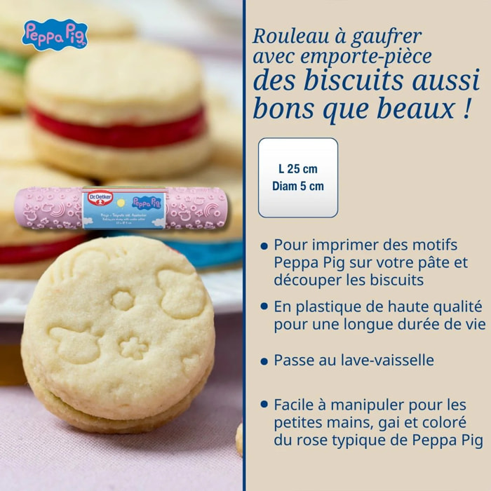 Rouleau à gaufrer la pâte avec emporte-pièce 23 cm Dr. Oetker Peppa Pig