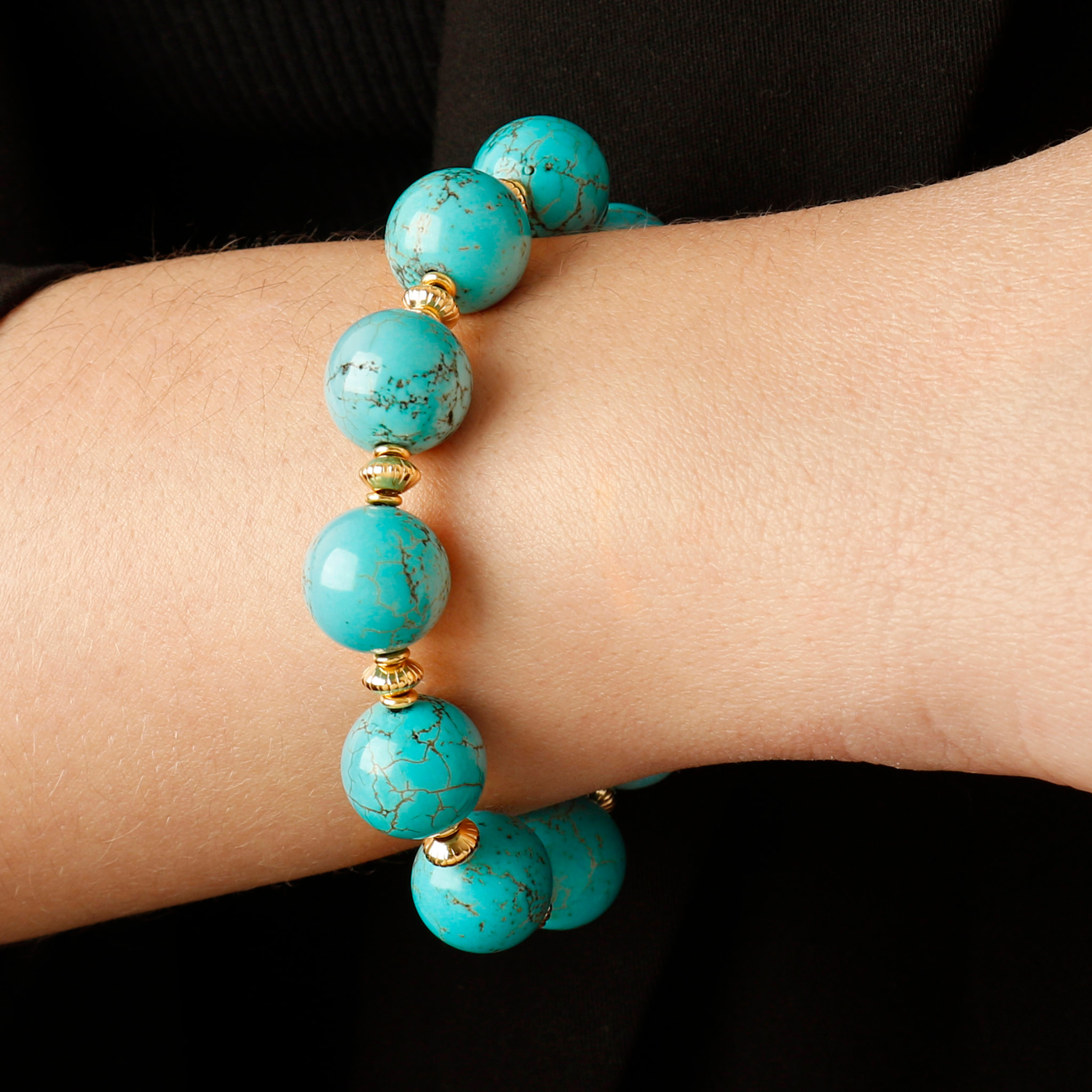 Bracciale in Argento 925 placcato Oro Giallo 18kt con Sfere in Magnesite