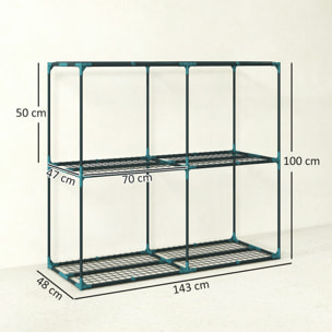 Soporte para Plantas de 3 Niveles para Interior y Exterior, Estantería para Plantas de Acero, Resistente y Estable, Estante para Macetas, Patio, Jardín, Balcón, Verde Oscuro