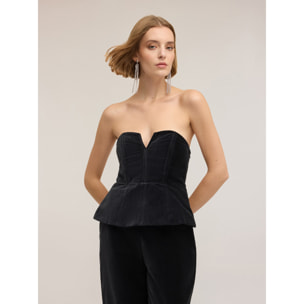 Motivi - Top bustier de terciopelo con escote corazón - Negro