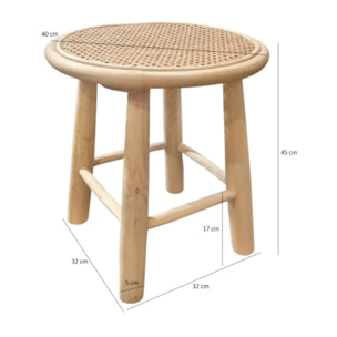 Table d'appoint ronde D. 40 cm bois de teck massif et rotin - LINA