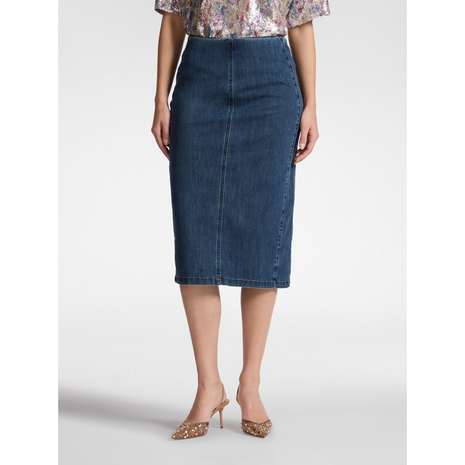 Elena Mirò - Gonna midi in denim - Blu