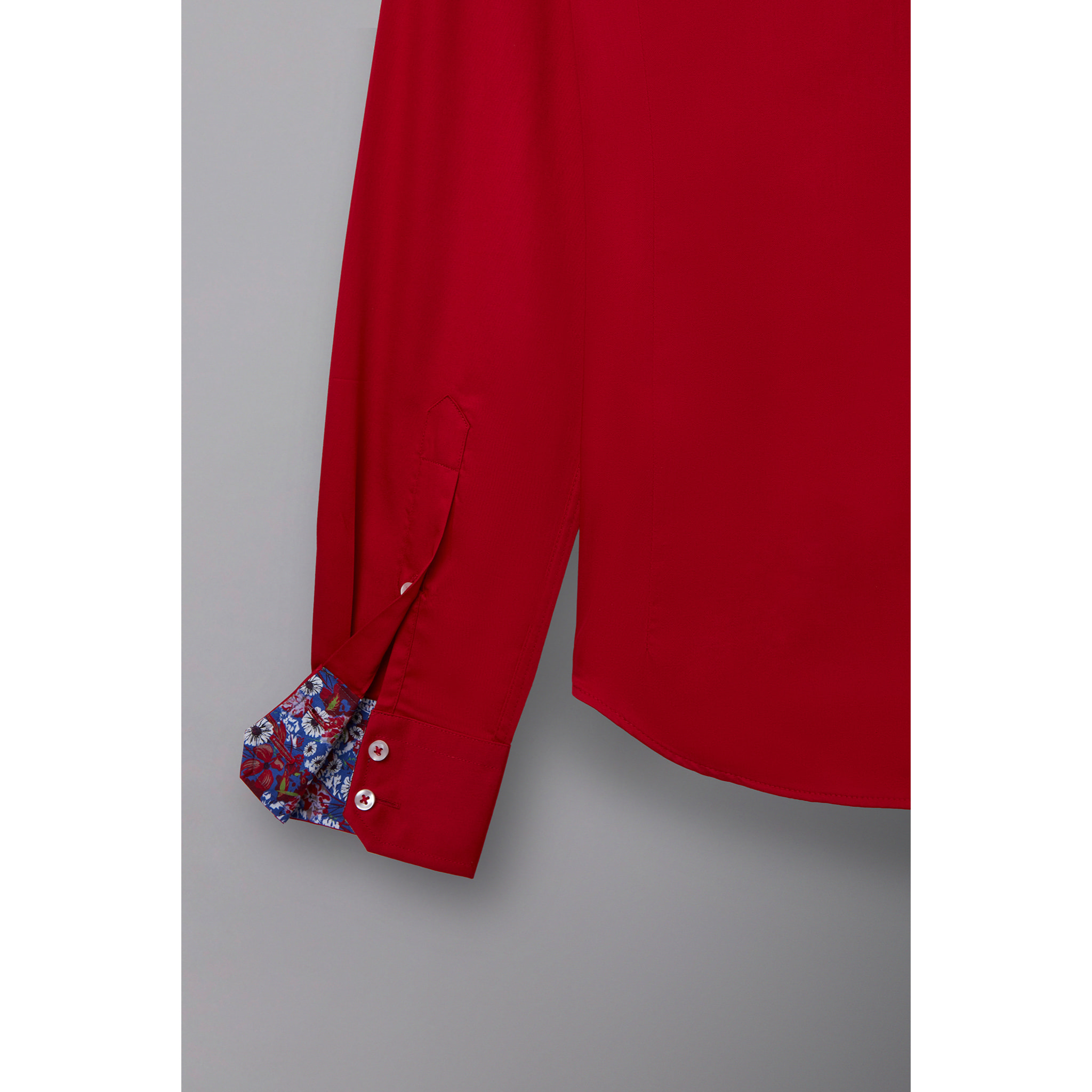 Camicia Uomo 2 Bottoni Button Down 7bottoni Doppio Coll Satin Unito Rosso