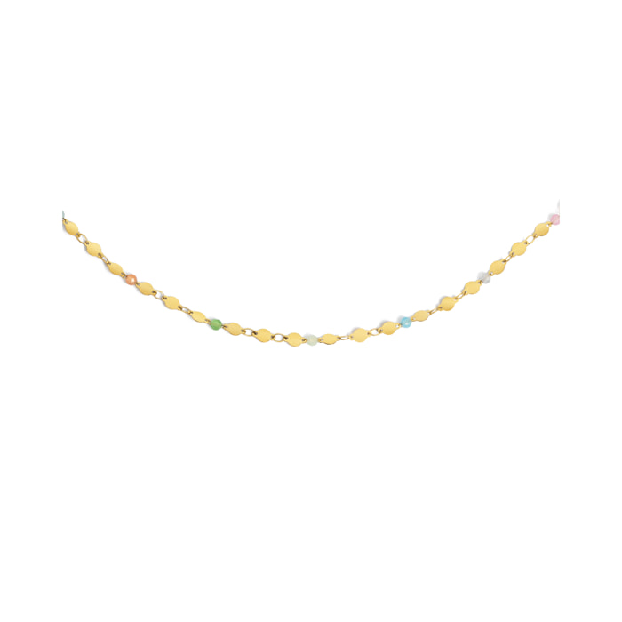 Collar Long Crystals Solar Acero Baño Oro