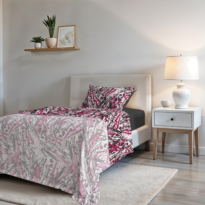 COMPLETO LETTO FASHION, 100% Microfibra, No Stiro - CRAZY