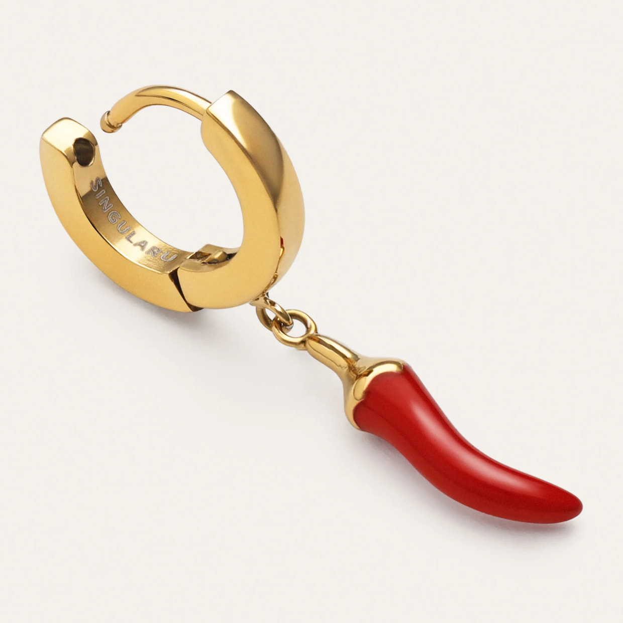 Orecchino Cerchio Chili Smalto  Acciao Placcato Oro