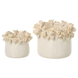 J-Line cache-pot roses - céramique - écru - large