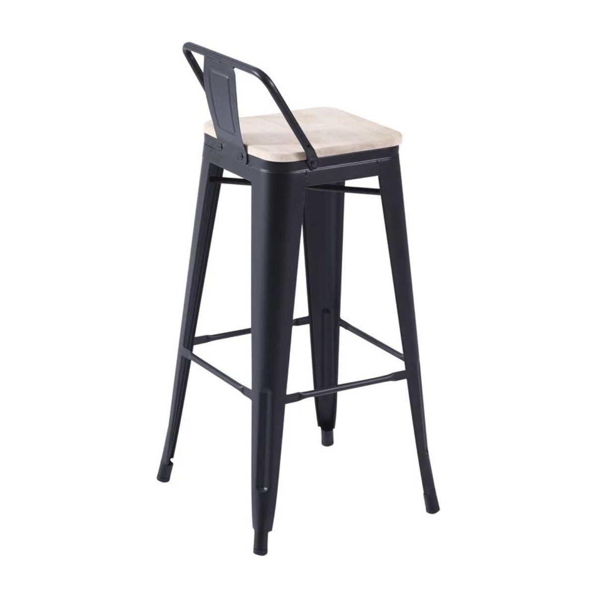 Pack 4 taburetes altos en chapa de acero en negro y roble 30x33 cm Tolix Negro - Roble