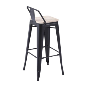 Pack 4 taburetes altos en chapa de acero en negro y roble 30x33 cm Tolix Negro - Roble