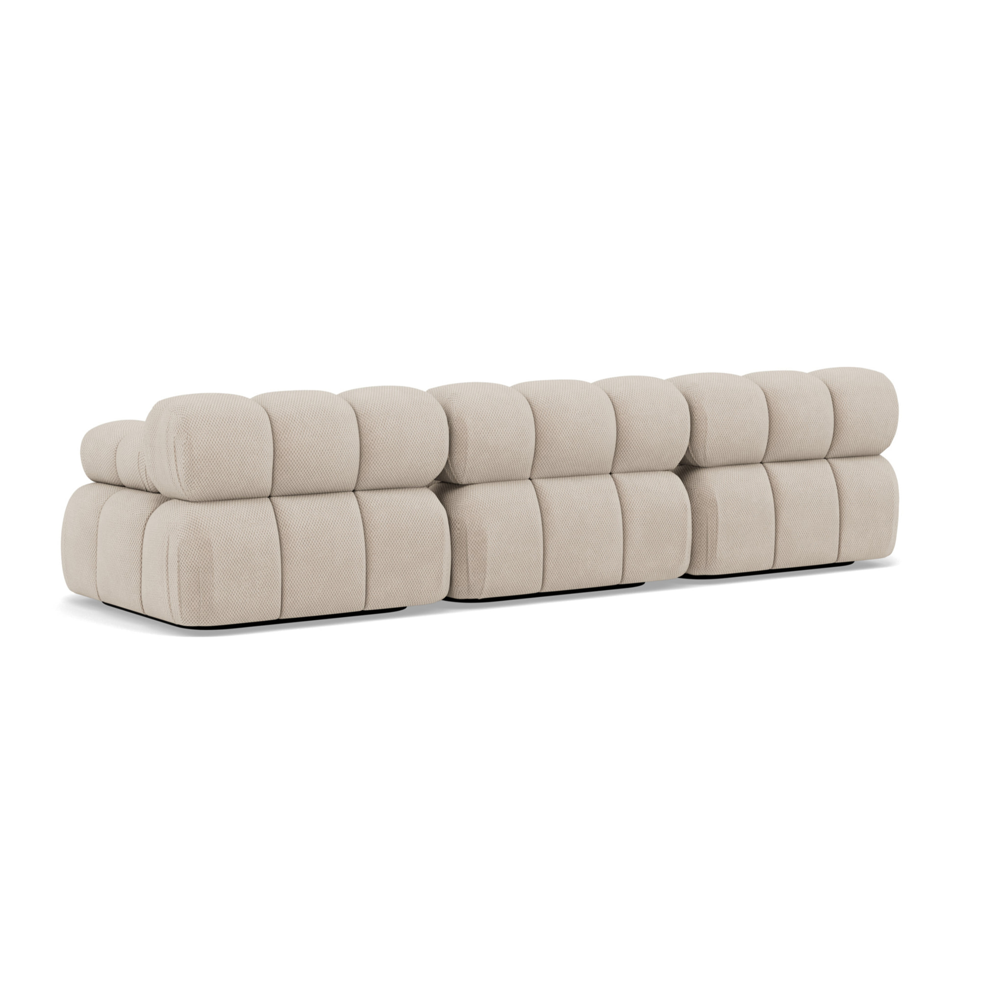 Ruby - canapé droit modulable 3 places en velours texturé - Beige