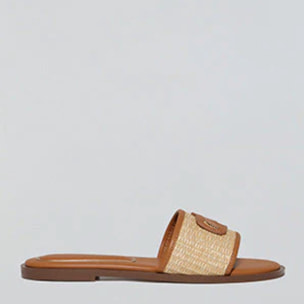 Sandali Greta marroni in rafia con logo PC