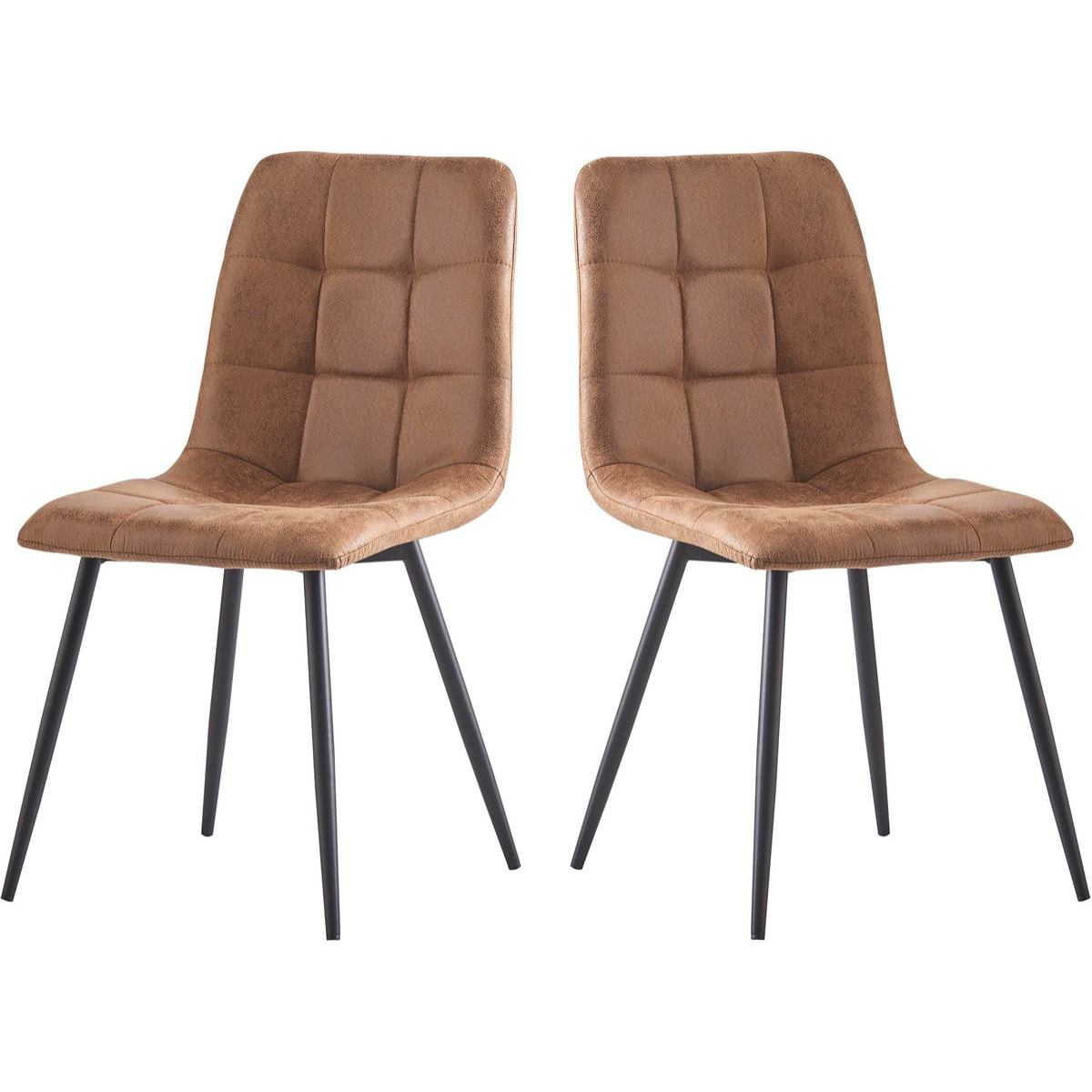 Lot de 2 chaises en tissu vintage "Celia" - Marron