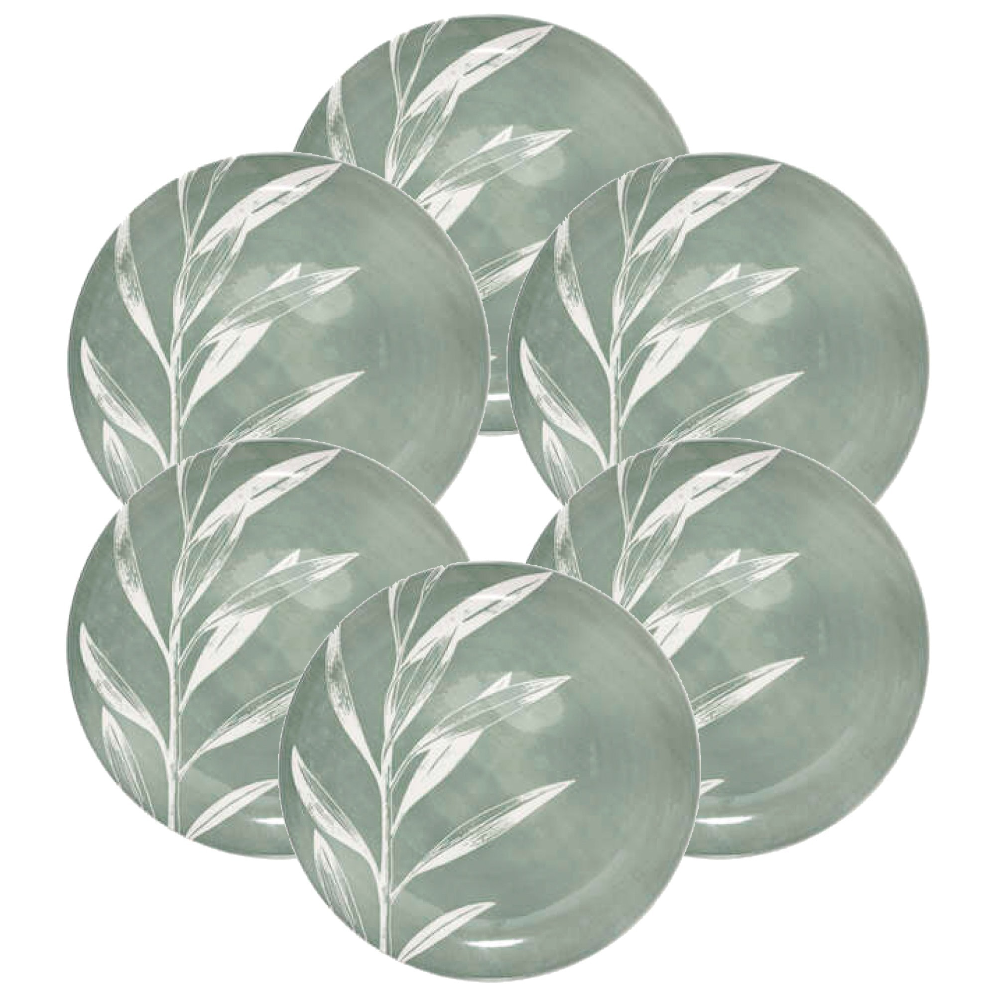 Juego de 6 platos llanos en color verde 26cm