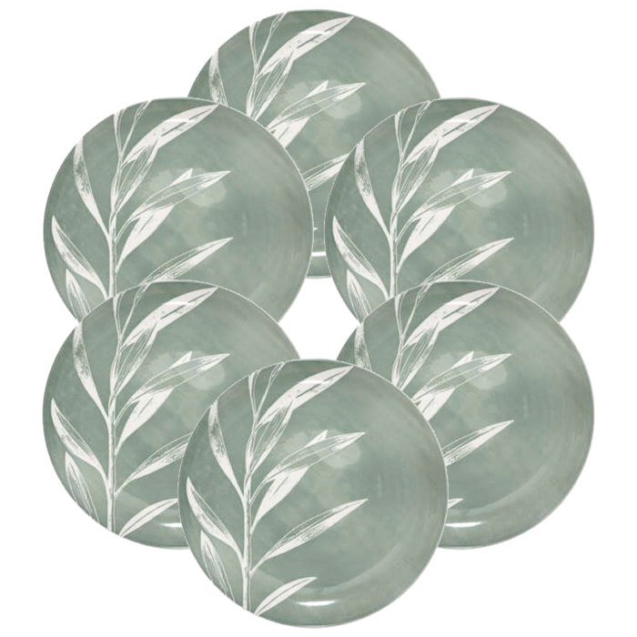 Juego de 6 platos llanos en color verde 26cm