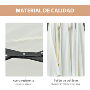 Sombrilla Doble con 48 Luces LED, 4,5x2,65 m, Sombrilla Terraza Exterior con Manivela Manual, Resistente al Agua y Protección Solar, Parasol para Jardín, Terraza, Patio y Piscina, Crema