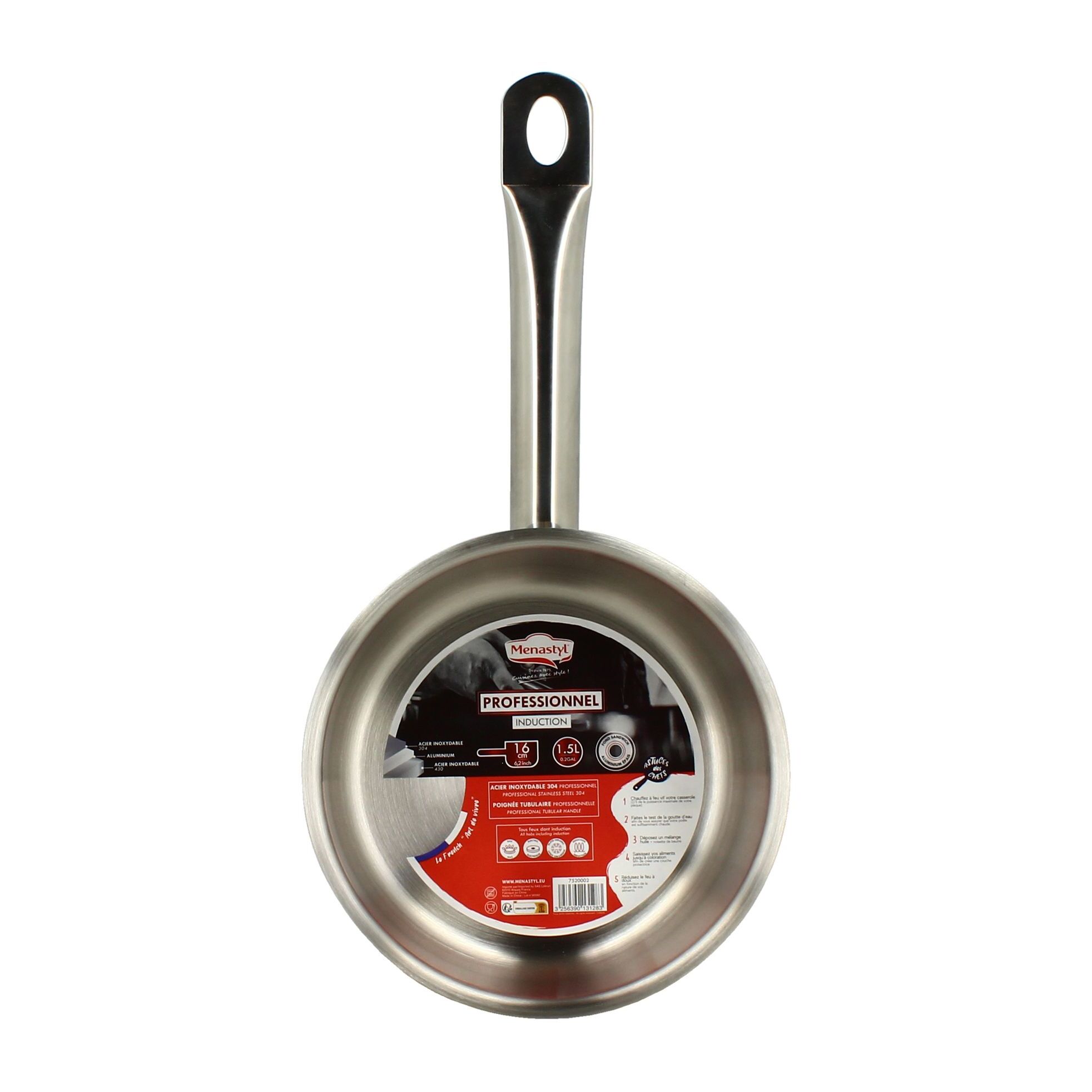 Casserole professionnelle acier inoxydable 16cm - tous feux  PROFESSIONNEL